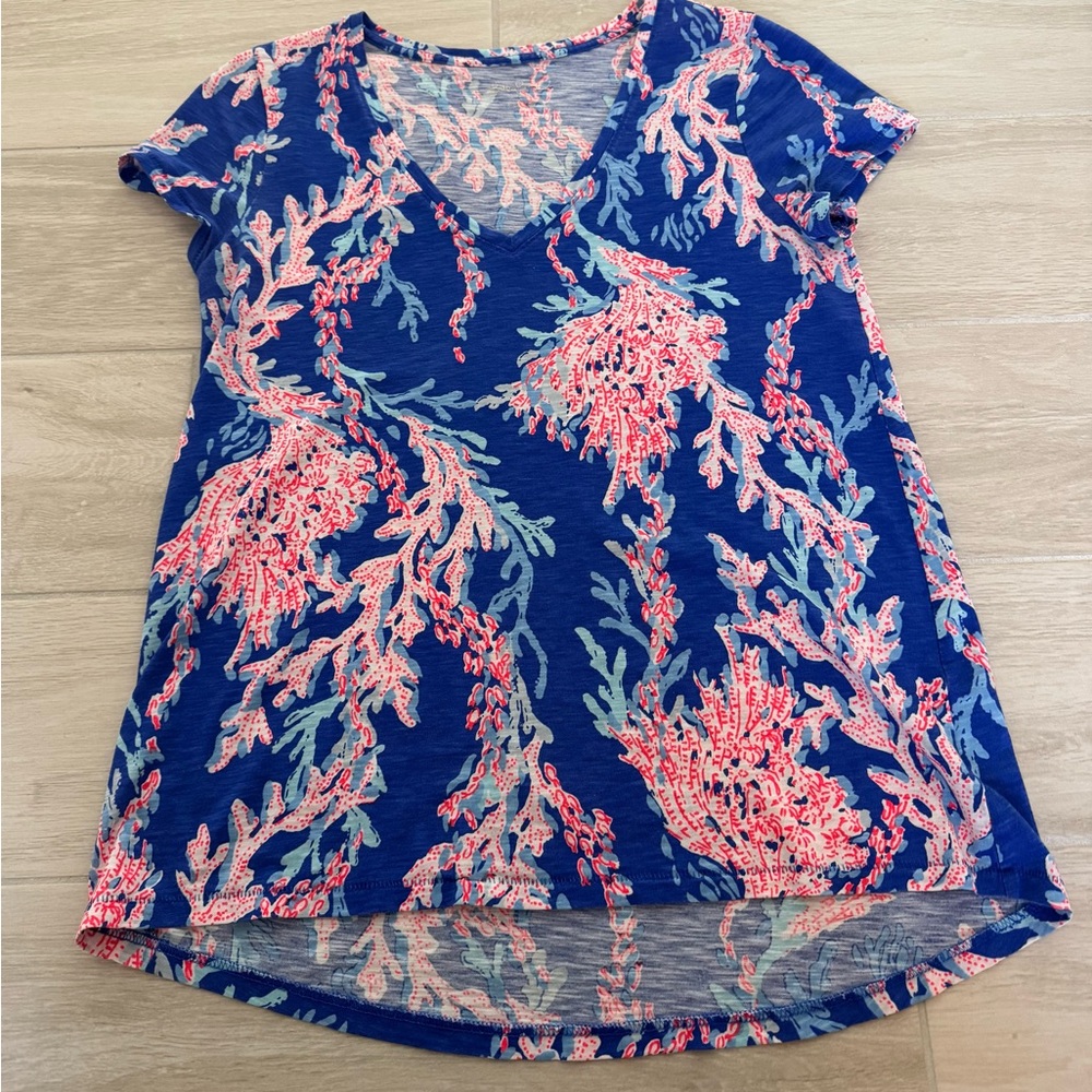 Lilly Pulitzer Blue/Coral Print T-Shirt